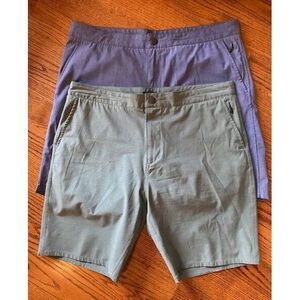 Johnnie O Shorts 2 Pair Bundle Mens 36 Blue Green Hybrid  Performance Golf Sport